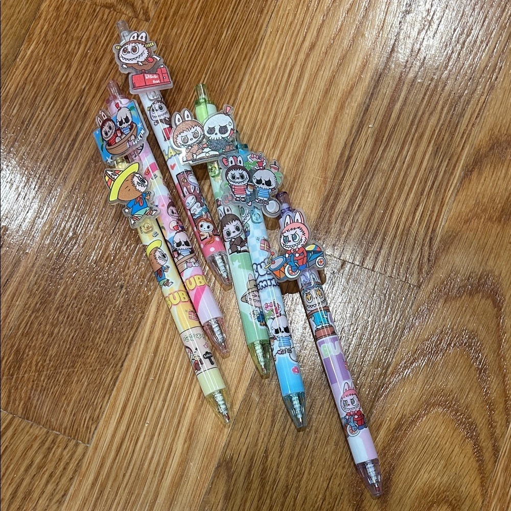 LABUBU PEN Colorful Cartoon Character 6 pack Pens Set new